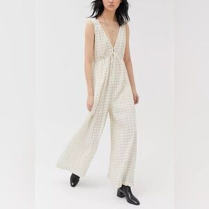 UO Breezy Plunging Wide Leg Jumpsuit - Size Small